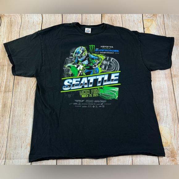 AMA Supercross Monster Energy Motorcross Championship Seattle T Shirt 2023 - Picture 1 of 6